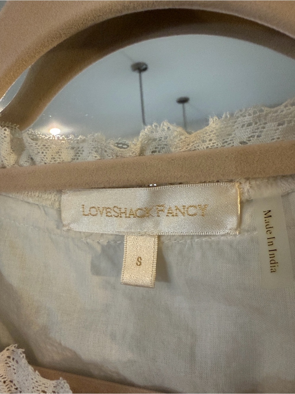 LoveShackFancy Ivory Ruffle Pintuck Button Front Top - Picture 4 of 4
